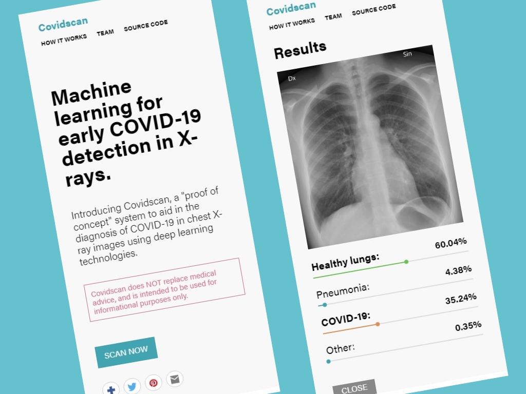 Screenshots of the COVID Scan App