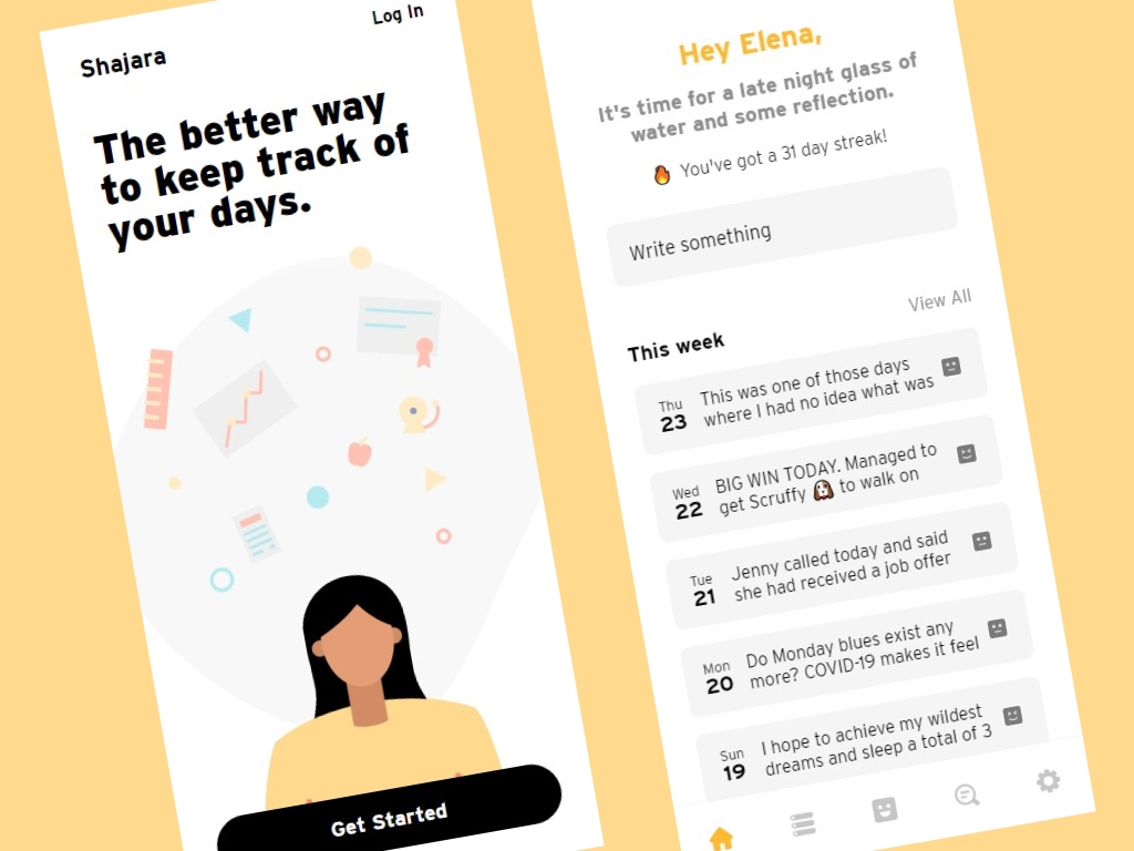 Screenshots of the Shajara Journal App